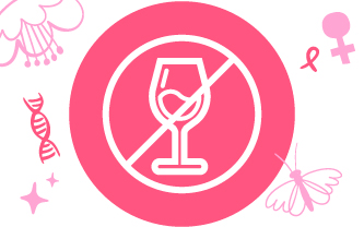 Ilustración de una copa de vino tachada en un artículo sobre consumo de alcohol en cáncer de mama