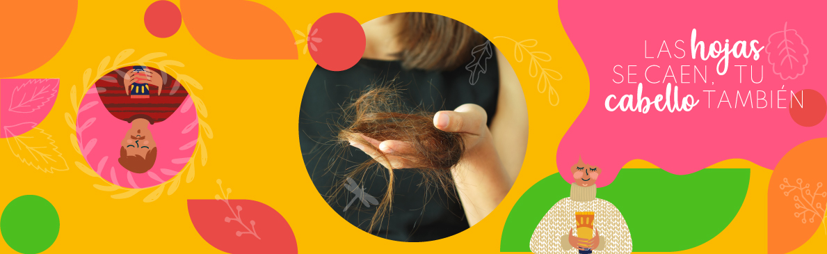 Mujer con pérdida de cabello por covid sosteniendo una madeja de cabellos.