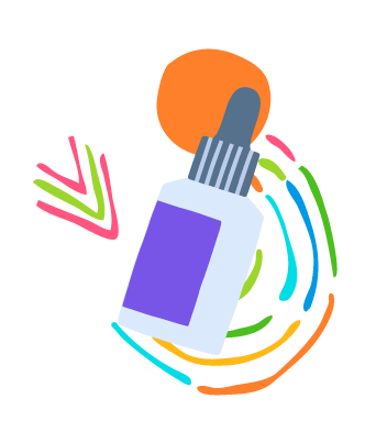 Ilustración de un frasco con maquillaje en el que resalta la etiqueta para comunicar la importancia de saber cómo se leen las etiquetas del maquillaje. 